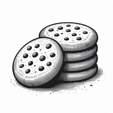 19th century engraving of a biscuit, isolated on white