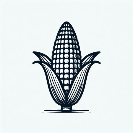 Illustration of an ear of corn on a white background. Vector illustration
