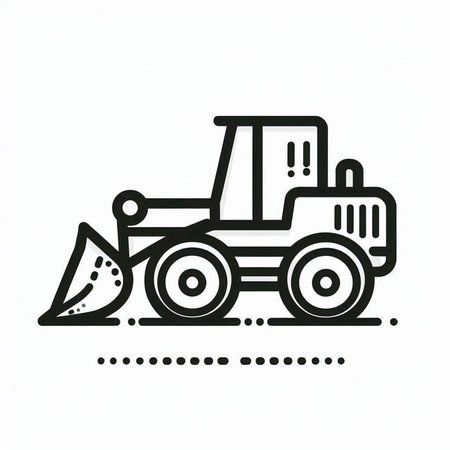 Bulldozer icon. Heavy duty construction equipment. Vector illustration.
