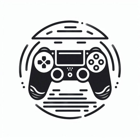 video game controller icon on white background. Black and white vector illustration.