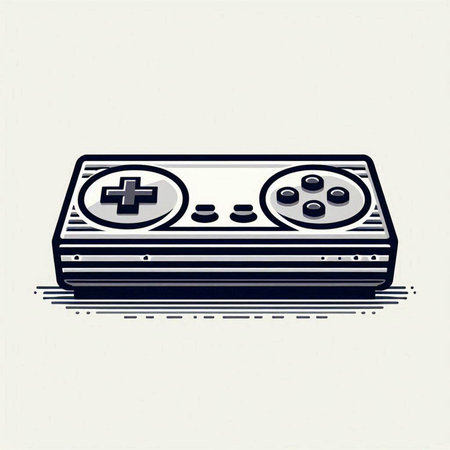 video game console retro vintage style vector illustration hand drawn graphic design element