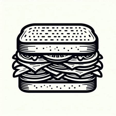 Hamburger on a white background. Vector illustration in retro style.の写真素材
