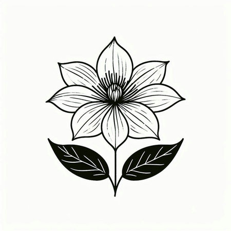 Black and white hand drawn doodle flower. Vector illustration.の写真素材