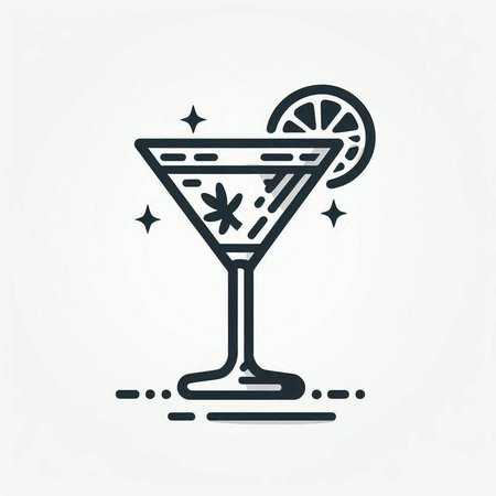 Cocktail icon. Alcoholic drink with lime and ice. Vector illustrationの写真素材
