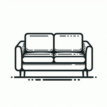 Sofa icon in line art style on white background. Vector illustration.の写真素材