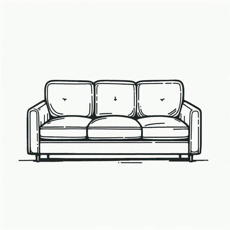 Sofa doodle sketch isolated on white background. Vector illustration.の写真素材