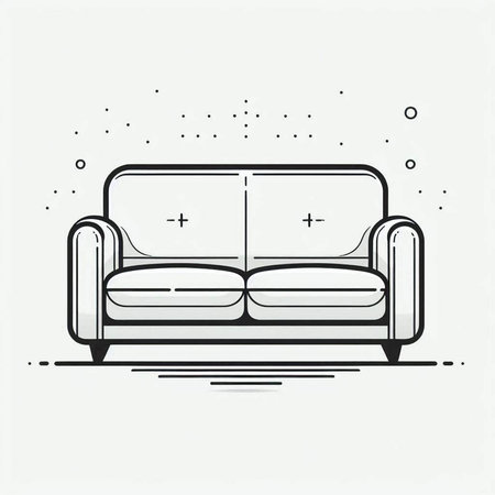 Sofa in line art style. Vector illustration for your designの写真素材
