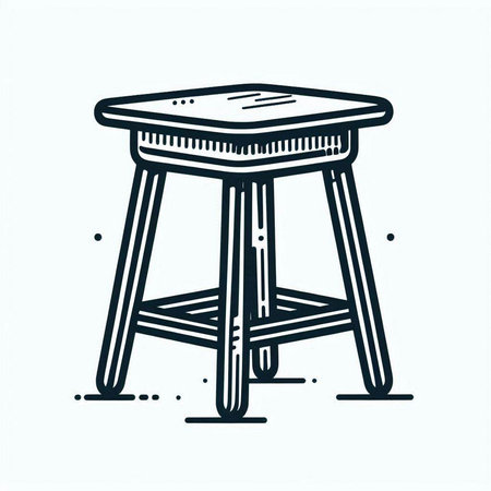 Bar stool isolated on white background. Vector illustration in outline style.の写真素材