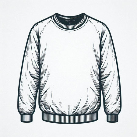 Cotton-jersey sweater on white background. Vector illustration.