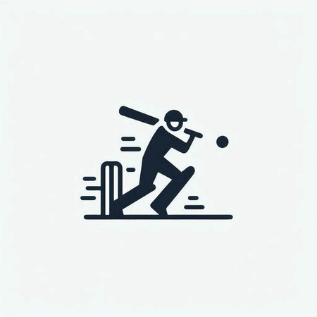 Cricket player icon, vector illustration. Flat design style.