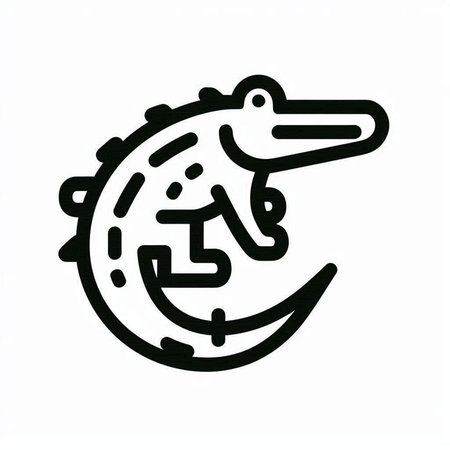 Crocodile logo. Hand drawn crocodile logo. Vector illustration.の写真素材