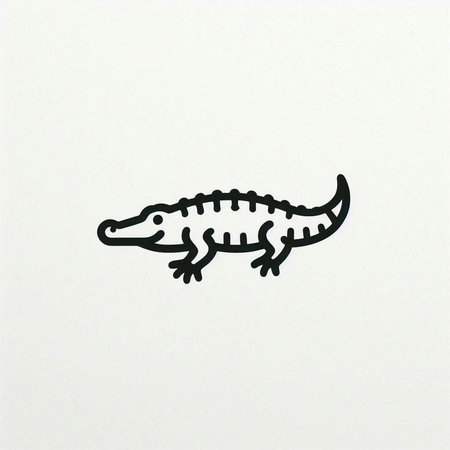 crocodile doodle on white background, vector illustrationの写真素材