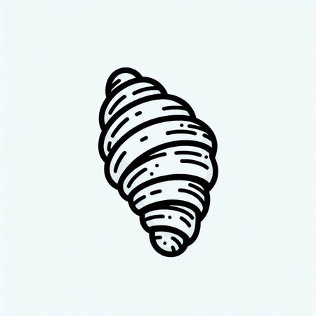 Sea shell on white background. Hand drawn vector illustration in sketch style.の写真素材