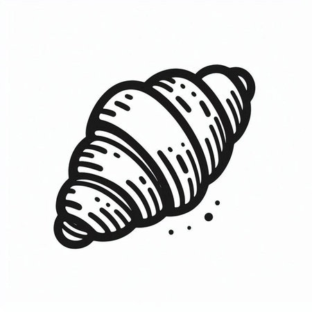 Hand drawn doodle croissant isolated on white background.の写真素材