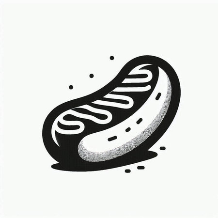 Sausage icon in black and white style. Vector illustration.の写真素材