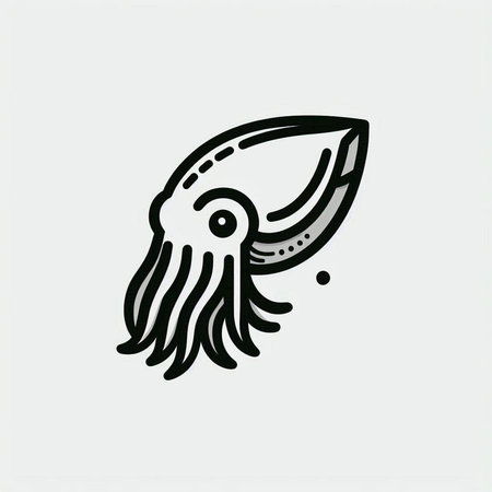 Squid icon. Hand drawn squid. Vector illustration. Seafood.