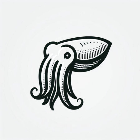 Octopus icon. Vector illustration of a sea animal. Hand drawn squid.