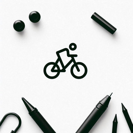 Highly rendering of a bicycle icon on a white background with markers