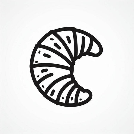 Croissant doodle icon. Hand drawn outline vector illustration.の写真素材