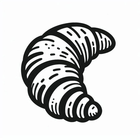drawing of a croissant on a white background, vector illustrationの写真素材