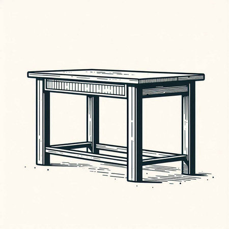 Wooden table. Vector illustration in vintage engraving style.