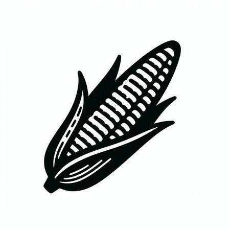 Corn icon. Hand drawn vector illustration. Isolated on white background.