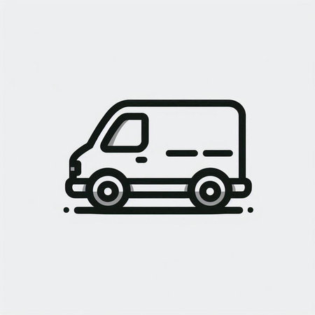 Delivery van vector icon in trendy flat style isolated on grey background.