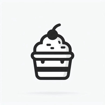 cupcake icon in black and white, vector illustration eps10の写真素材