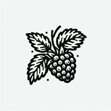 Blackberry vector illustration. Hand drawn black berry isolated on white background.