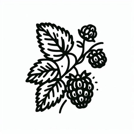 Blackberry branch on white background. Hand drawn sketch. Vector illustration.