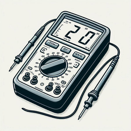 Digital multimeter on a white background. Vector illustration of an electronic multimeter.