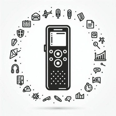 Remote control in circle with thin line icons. Modern vector illustration.
