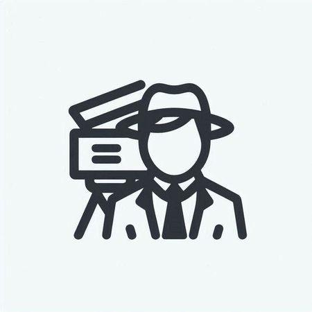 Man with a camera icon, vector illustration. Flat design style.
