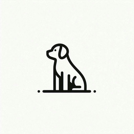 Dog line icon, vector illustration, pictogram isolated on white.の写真素材