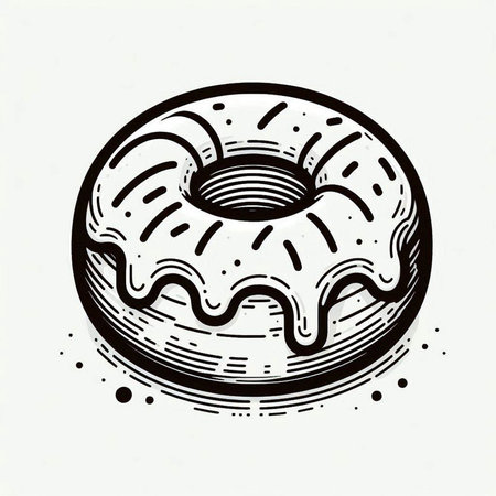 Donut on a white background. Vector illustration in vintage style.
