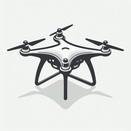 Drone with digital camera on a white background. Vector illustration.