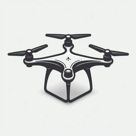 Drone quadcopter silhouette on white background. Vector illustration.