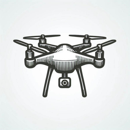 Drone with camera icon. Vector illustration of a flying drone.