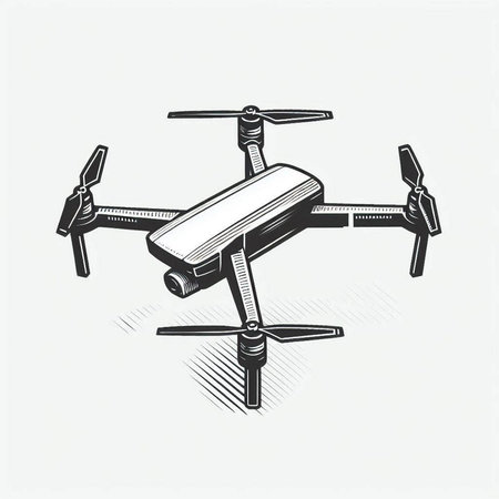 Drone quadcopter. Vector illustration of a flying drone.