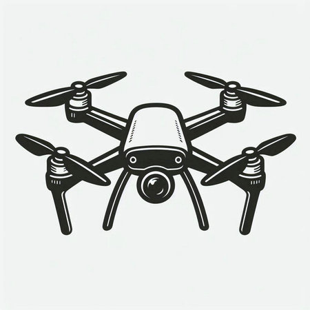 Drone quadcopter. Vector illustration of a flying drone.