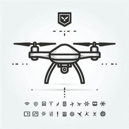 Drone quadcopter with camera. Modern thin line icon. Vector illustration.
