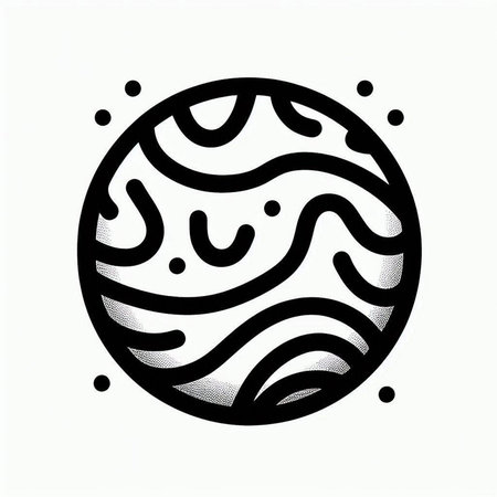 Black and white planet icon. Vector illustration isolated on white background.