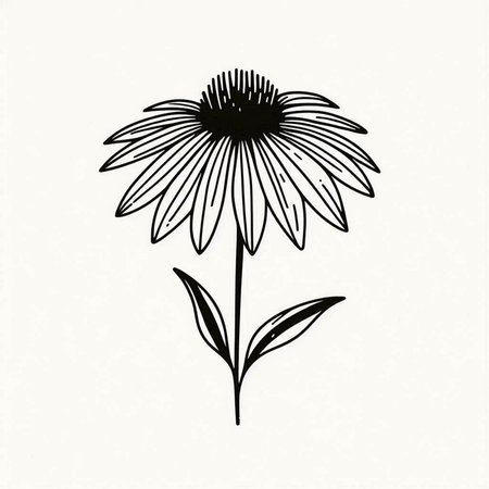 Echinacea flower. Hand drawn vector illustration. Isolated on white background.の写真素材