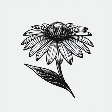 Echinacea flower. Hand drawn vector illustration in sketch style.