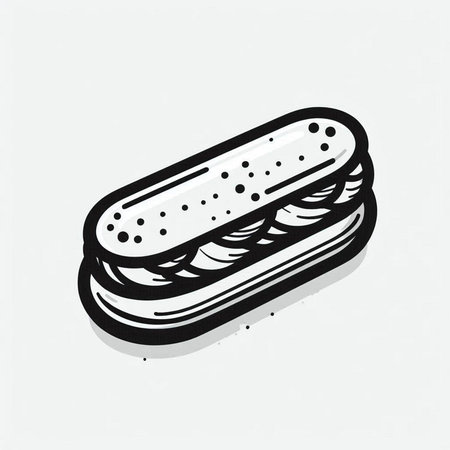 hot dog icon, vector illustraction. Hand drawn fast food.