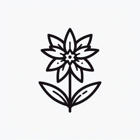 Flower icon on white background. Line art. Vector illustration.の写真素材