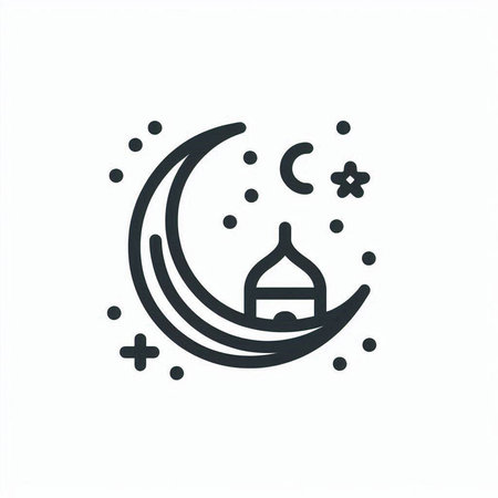 Ramadan Kareem moon and mosque icon. Vector illustration eps 10の写真素材