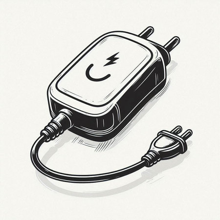 Electric power plug on a white background. Hand drawn vector illustration.