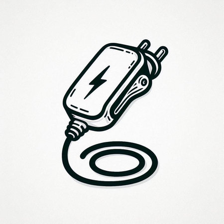 Electric plug doodle icon on white background. Vector illustration.