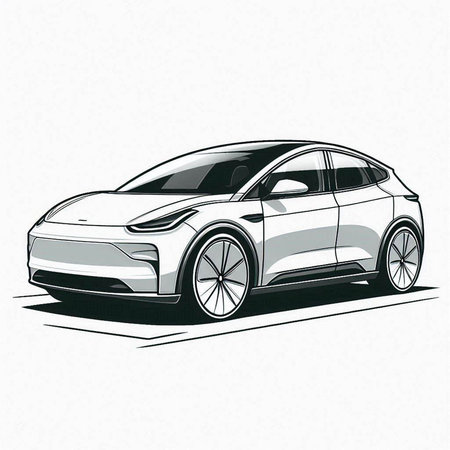 Sketch of a modern car on a white background. Vector illustration
